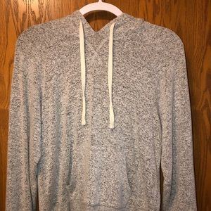 Grey sweatshirt with plush hood